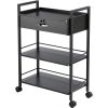 VEVOR Beauty Salon Trolley Cart, 3-Tier Hair Salon Stations Cabinet for Stylist with Lockable Drawer, MDF Rolling Storage Station with 4 Wheels (2 Loc