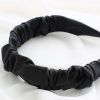 Black PU Leather Pleated Wide Headband Womens Simple Hairband Hair Accessories