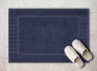 Luxury Bath Mat Floor Towel Set 2 Pack Absorbent Cotton Hotel Spa Shower Bathtub Mats 22 x34 in Navy Blue